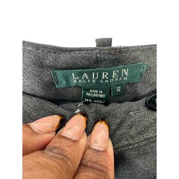 Ralph Lauren Gray Office Career Wool Blend Straight Leg Dress Pants Size 12 - Picture 2 of 12